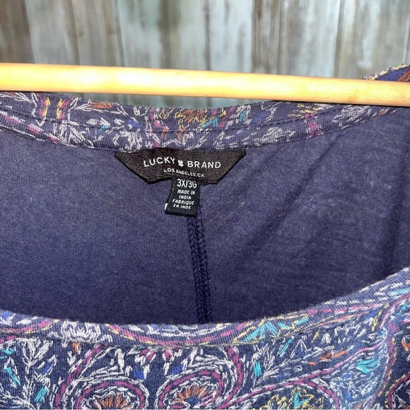 Lucky Brand Paisley Slit Back Boho Tee - Picture 6 of 6